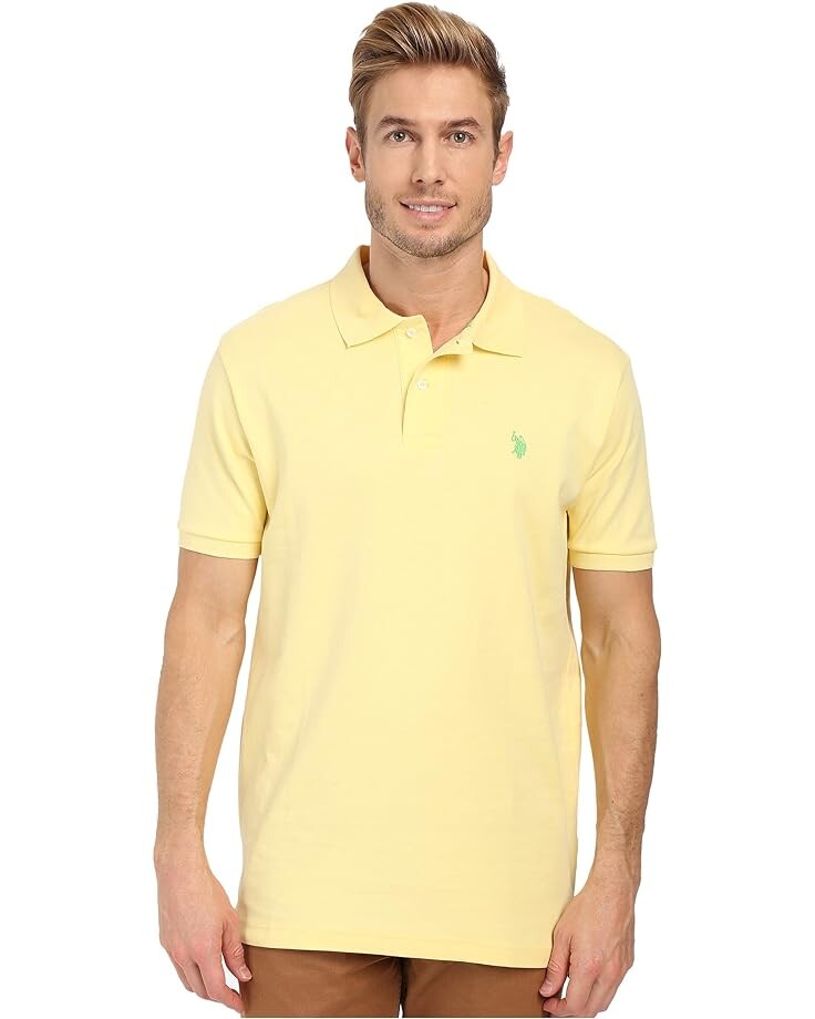 Поло U.S. POLO ASSN. Solid Interlock Polo, лимонный — фото 4