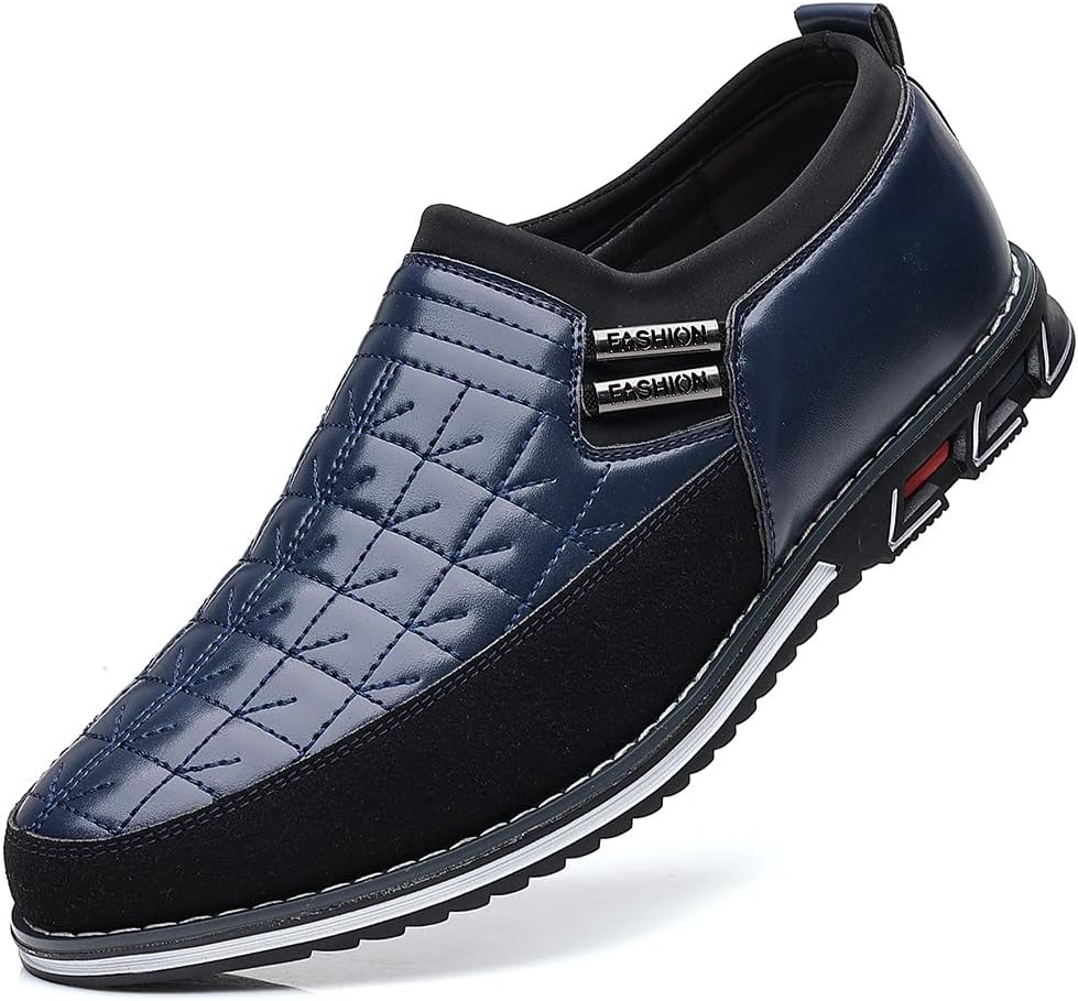 

Мужские повседневные туфли Santimon, удобные кроссовки, лоферы для ходьбы, кожаные теннисные туфли без шнурков, формальные офисные мужские туфли, синий