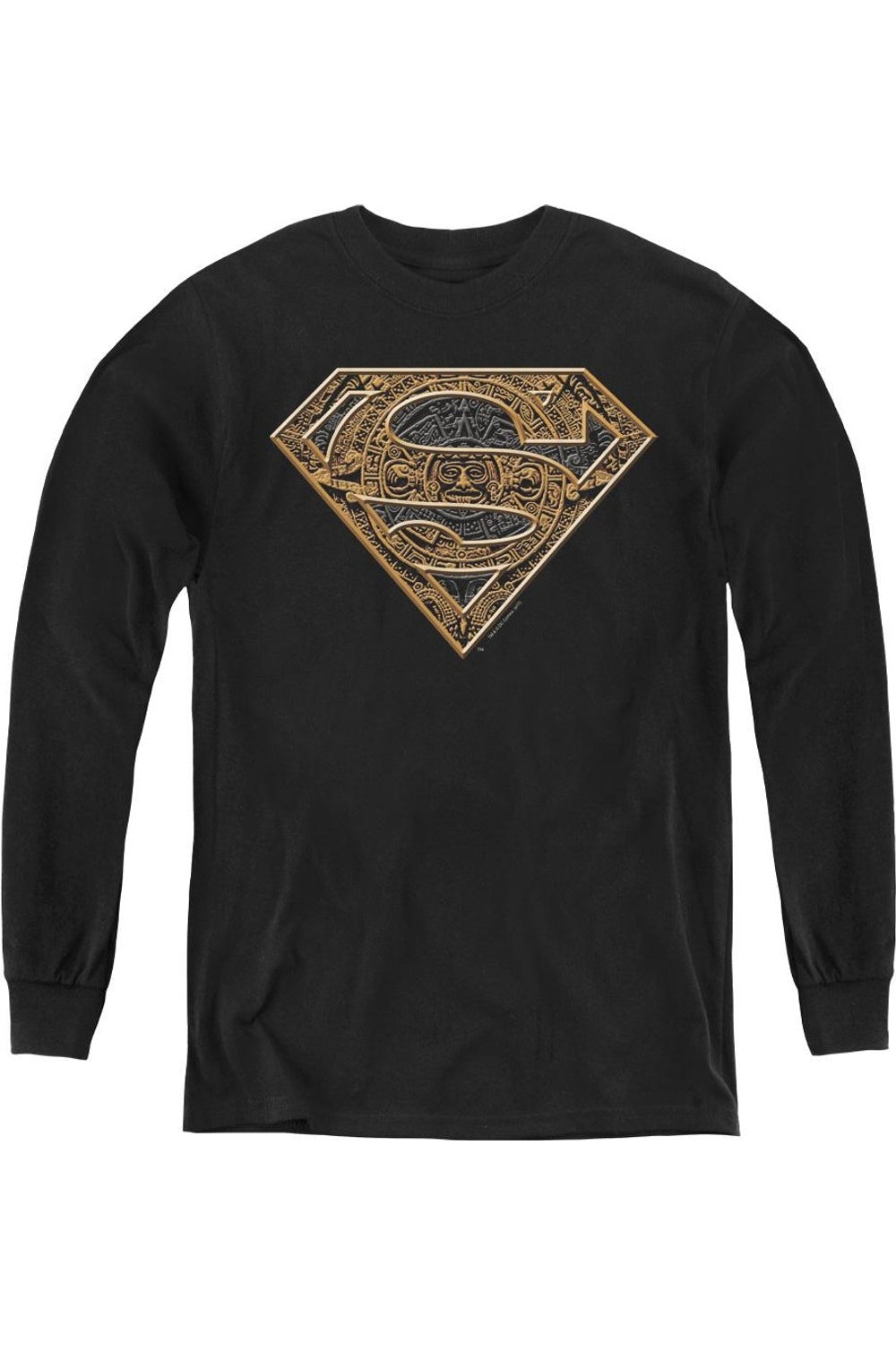 

Футболка с длинным рукавом для подростков "Супермен: Ацтекский щит" Gildan, черный