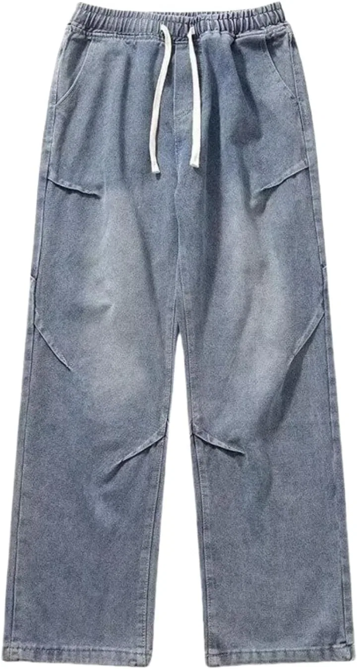 Джинсы свободные мужские, Y2K Streetwear, A02-blue — фото 3