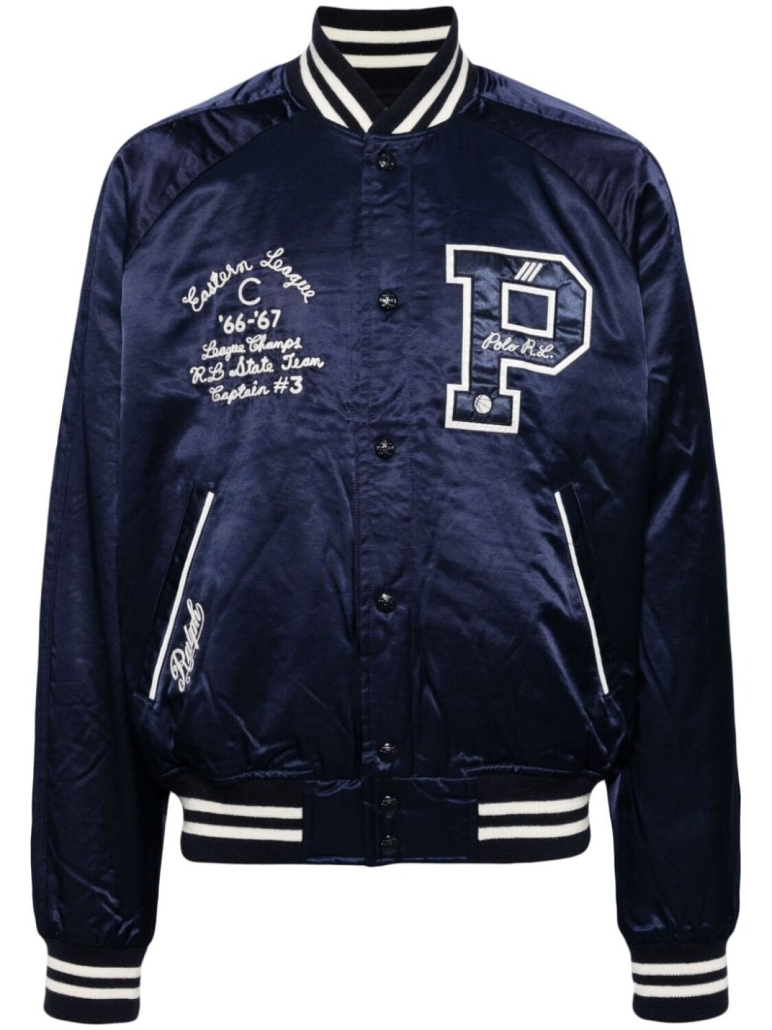 

Атласный бомбер с логотипом Polo Ralph Lauren, синий
