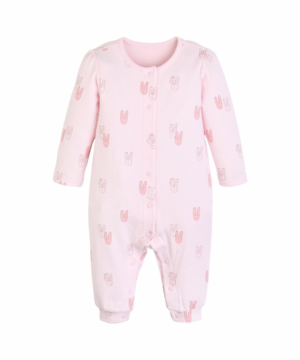 Хлопковый модал, комбинезон и шапка с изображением кролика Moimoln, Pink — фото 2