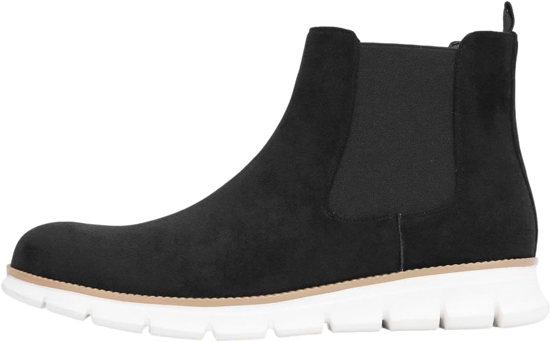 

Мужские ботинки челси Santimon - мягкие замшевые ботильоны без шнурков, амортизирующие, гибкие, повседневные, удобные, черный