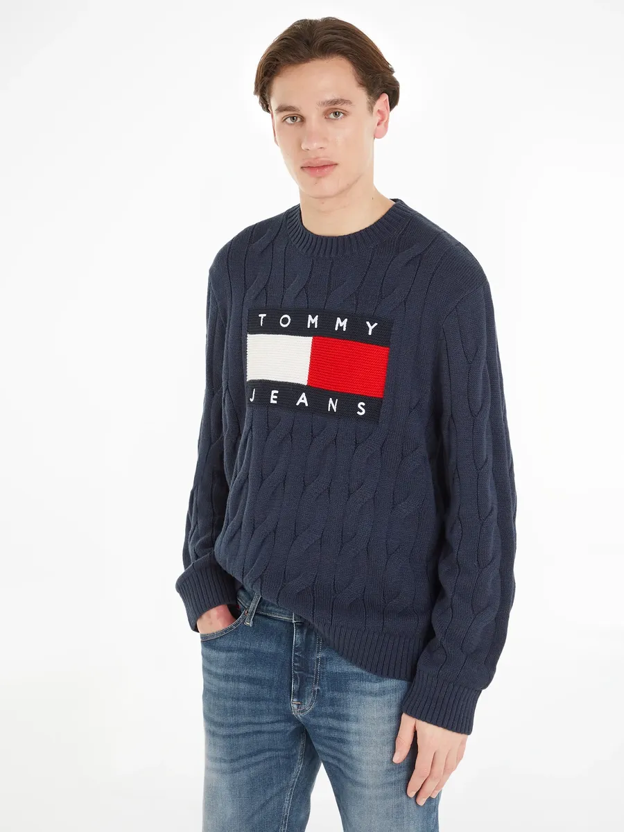 

Вязаный свитер Tommy Jeans "TJM RLX FLAG CABLE KNIT SWEATER", цвет Twilight Navy