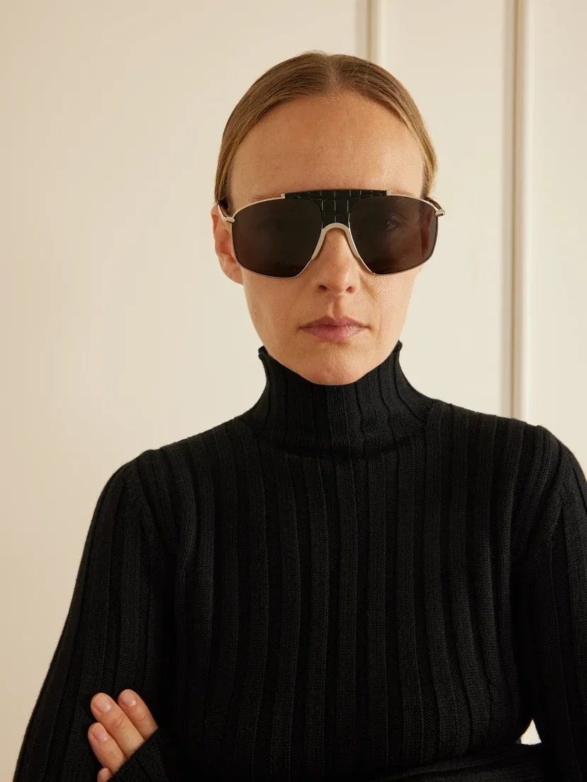 Солнцезащитные очки-авиаторы серебристого цвета с оправой из ацетата ALAÏA EYEWEAR, серебряный — фото 2