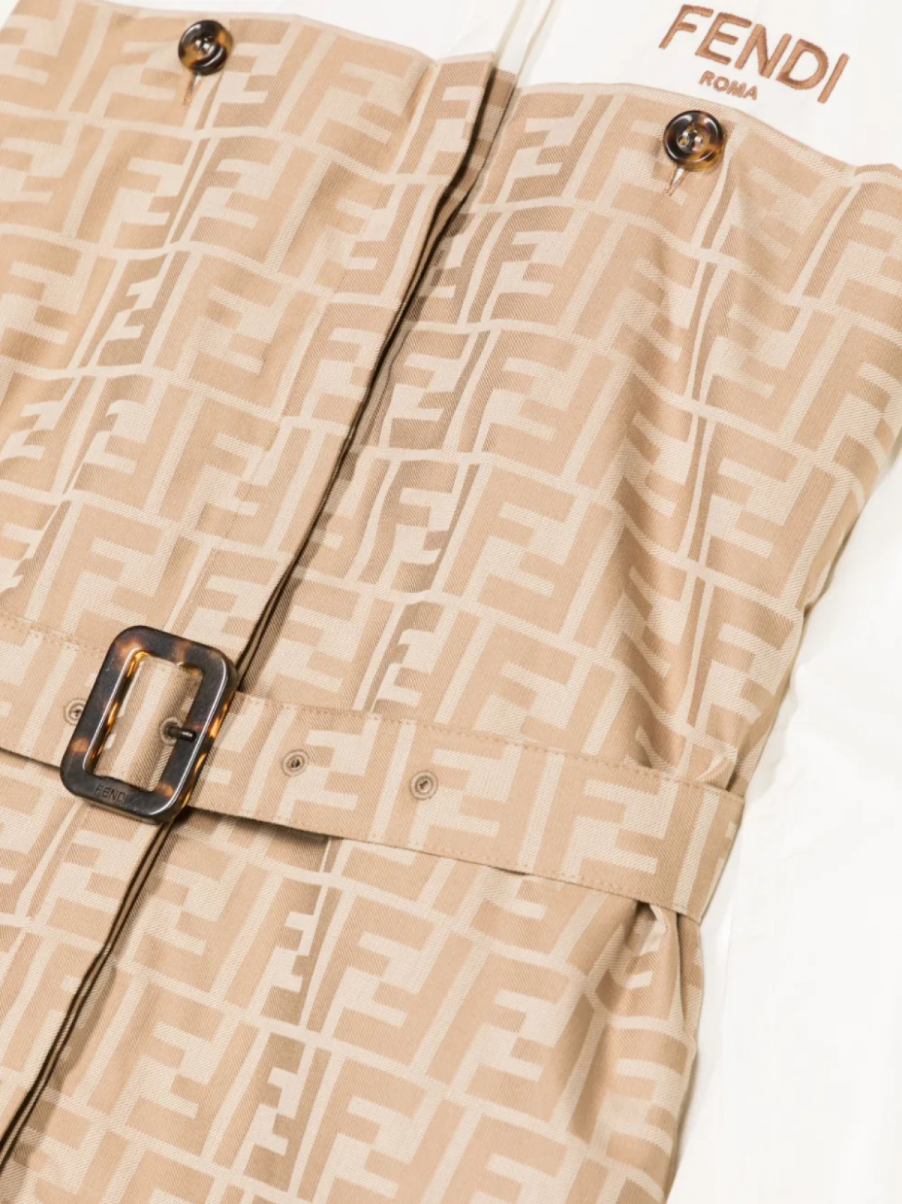 Платье с поясом и логотипом FF Fendi Kids, коричневый — фото 3