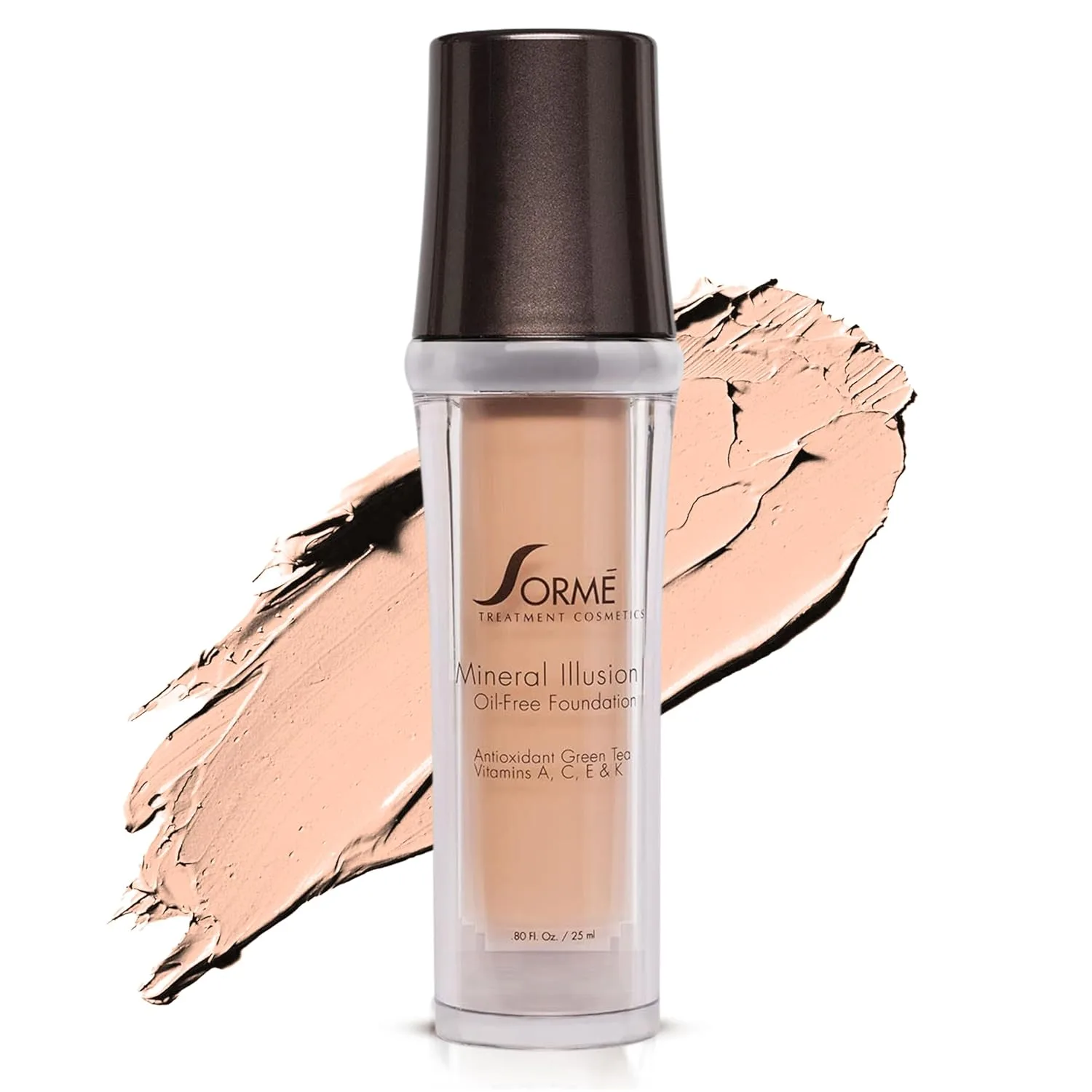 SORMÉ Mineral Illusion тональная основа без отдушек и масел, с минеральным солнцезащитным фильтром, увлажняющая с маслом ши и витаминами A, C, E, среднее покрытие, 25 мл, Porcelain