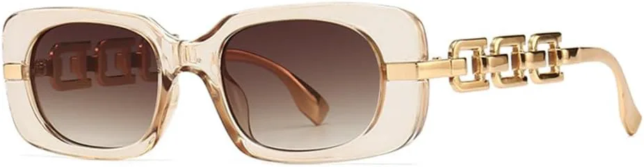 

Модные роскошные солнцезащитные очки «кошачий глаз» для женщин в стиле ретро с металлической цепочкой, солнцезащитные очки UV400 в стиле панк TYUVIVO, Tea Tea