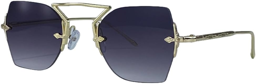 

Винтажные солнцезащитные очки в металлической оправе без оправы для женщин, роскошные классические очки в стиле стимпанк с многоугольными линзами, модные солнцезащитные очки для улицы UUPTTPL, C2doublegray