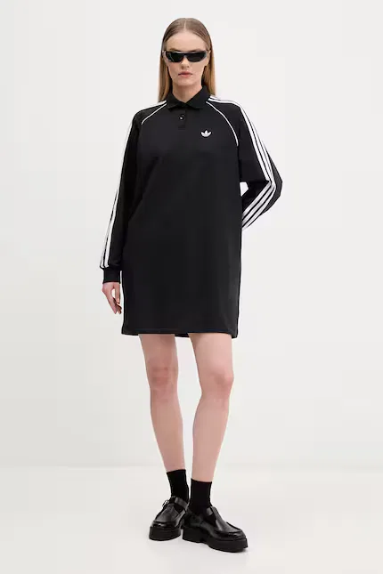 Платье из эластичного хлопка Adidas Originals, черный — фото 2