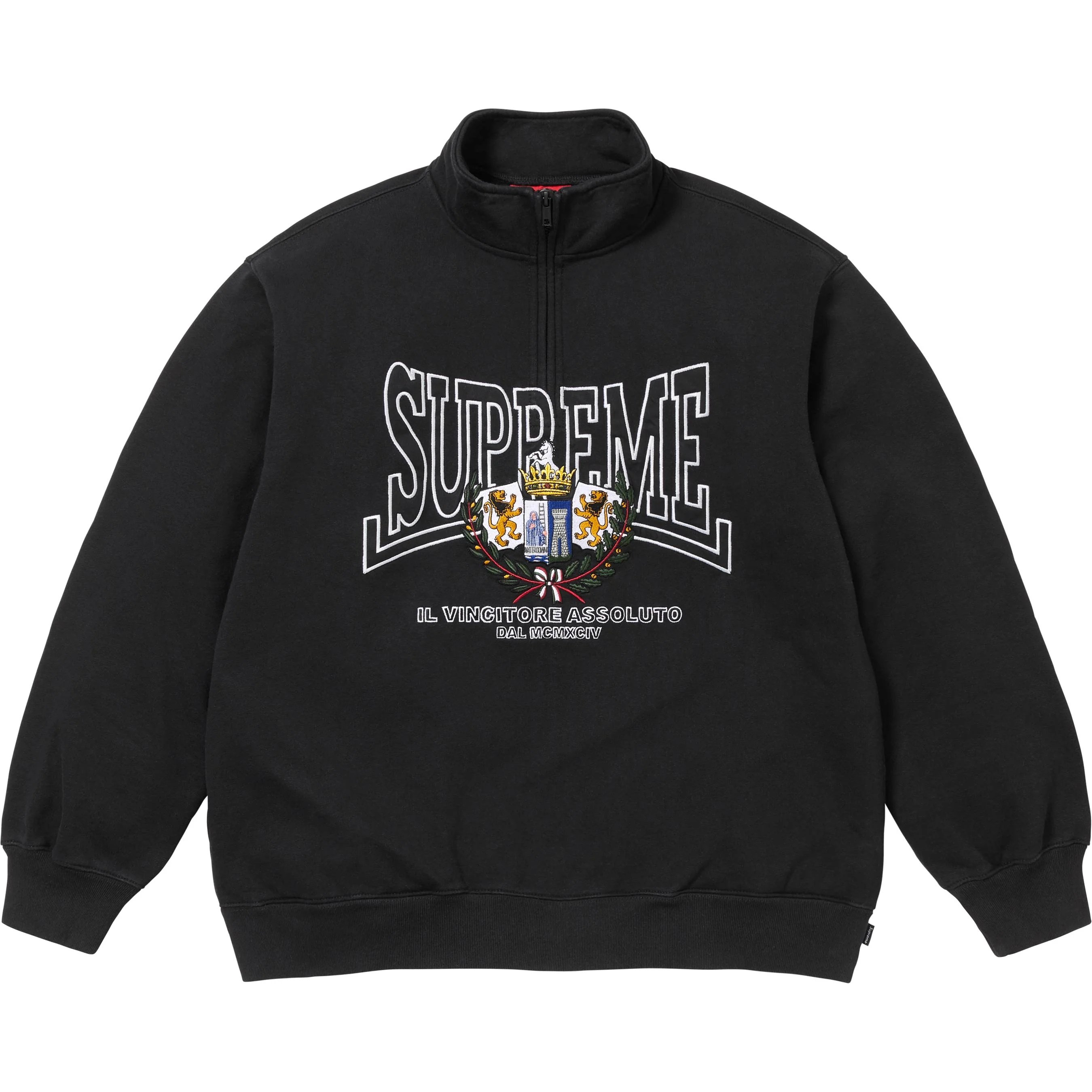

Свитшот с аппликацией Crest полузастёжкой Supreme, черный