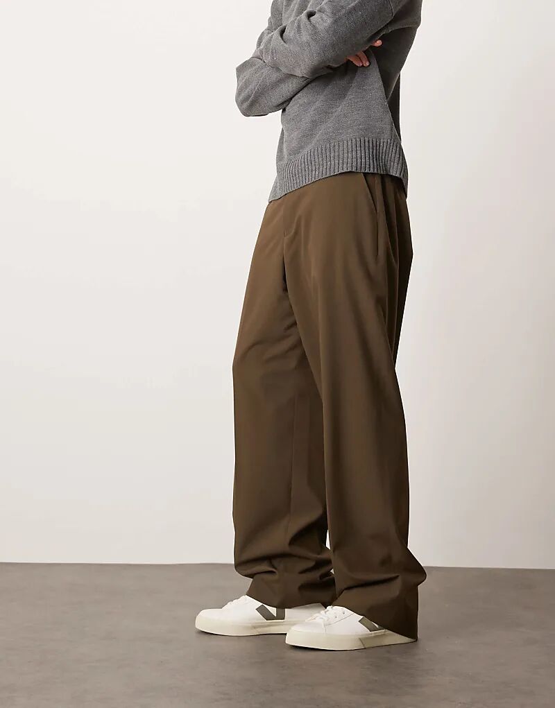 

Широкие брюки ASOS DESIGN темно-коричневого цвета с застежкой