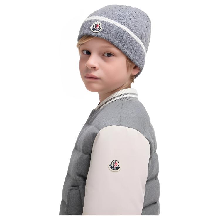 Moncler Детская шапка-бини из вирджинской шерсти Gray — фото 4