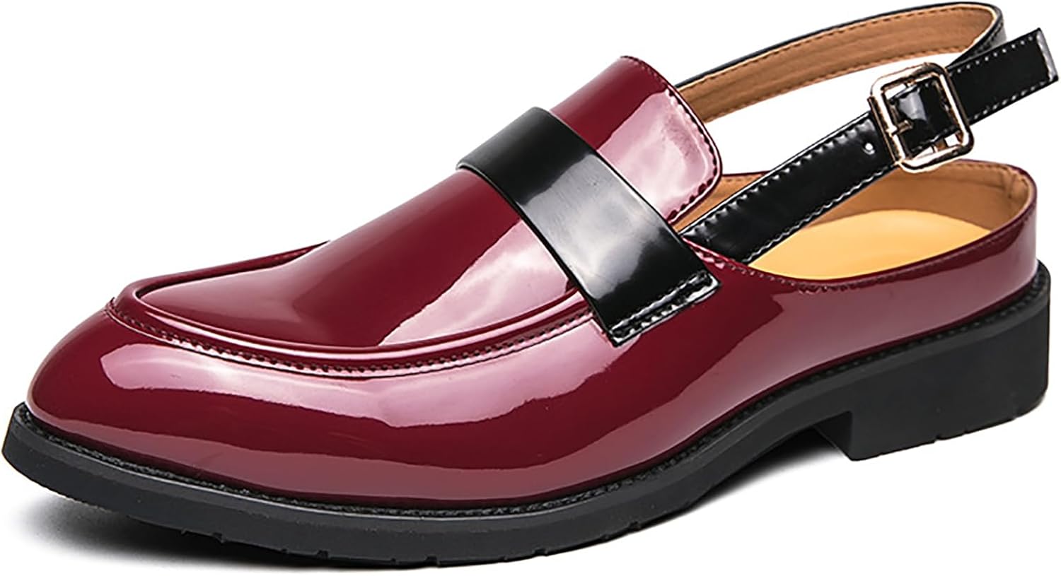 

Мужские мюли QEOSNBX из лакированной кожи с закрытым носком, регулируемым ремешком с пряжкой, стильные, удобные, дышащие, на устойчивом каблуке, с открытой пяткой, для офиса, свадьбы и вечеринки, красный