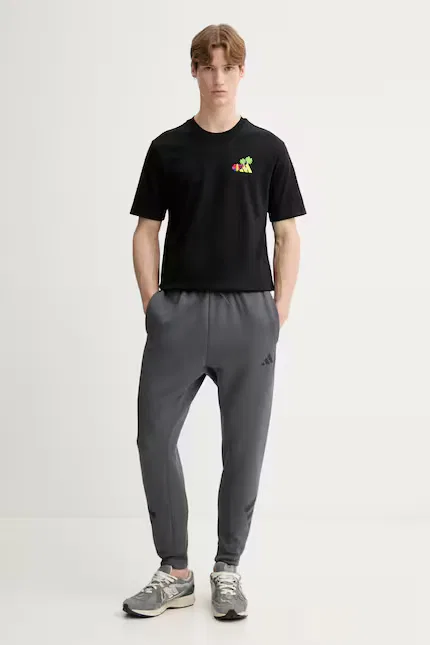 Спортивные штаны из полиэстера и хлопка Adidas, серый — фото 2