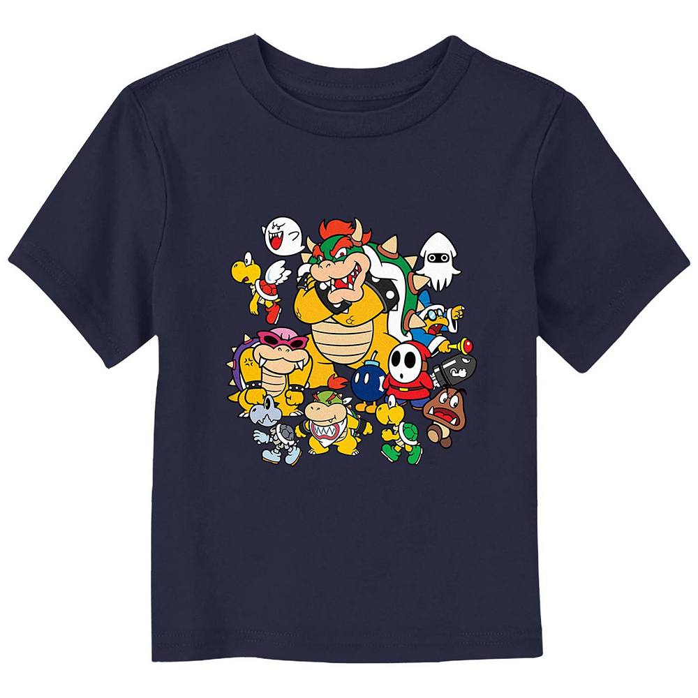 

Футболка с графическим рисунком для мальчиков Super Mario Bros Villains Group Licensed Character, темно-синий