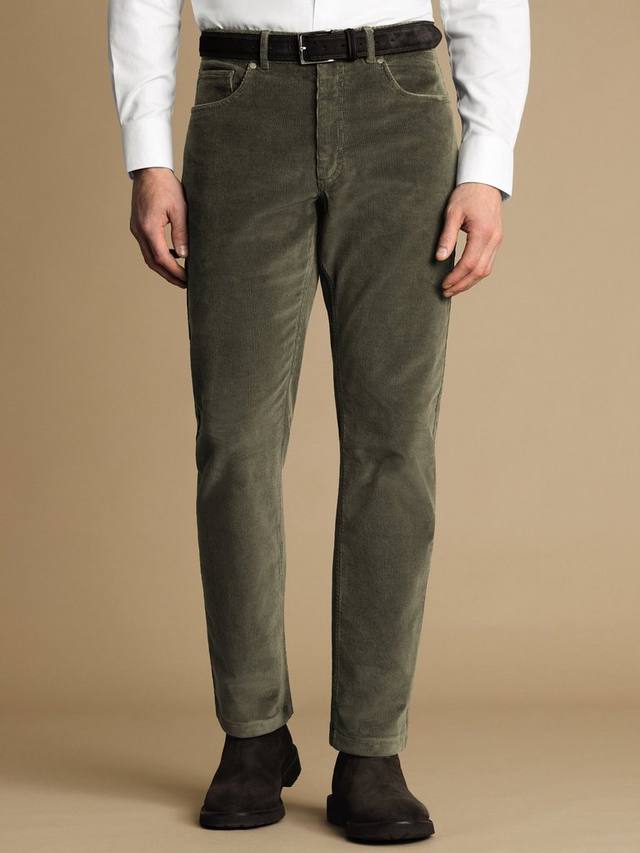 

Облегающие вельветовые брюки Charles Tyrwhitt, цвет Olive Green