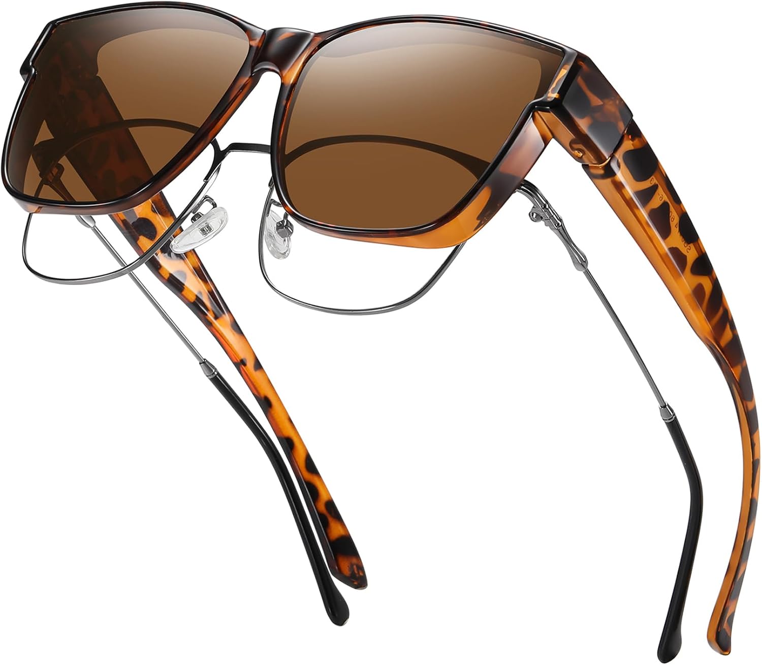 

Солнцезащитные очки, надеваемые поверх обычных очков, для мужчин и женщин, легкие квадратные поляризованные солнцезащитные очки, носят поверх обычных очков, обеспечивают защиту от УФ-излучения Kelinln, A06 Leopard Frame Brown Lens