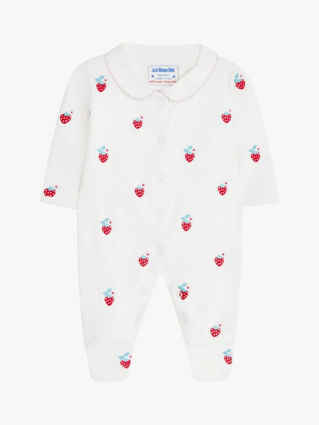 

Детский комбинезон для сна с вышивкой клубнички JoJo Maman Bébé, Cream