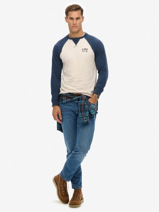 Винтажный бейсбольный свитшот Superdry, White Sand/Navy — фото 3