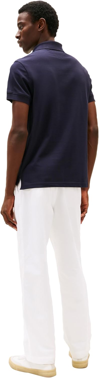 Мужские поло Tommy Hilfiger с коротким рукавом, классического кроя, с логотипом на груди, Desert Sky — фото 4