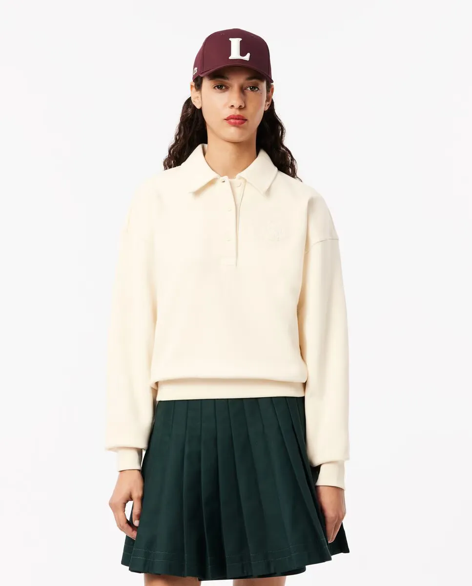 

Женская вышитая толстовка с воротником-поло Lacoste, белый