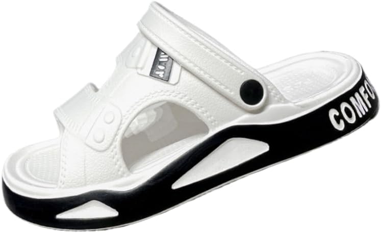 

Мужские летние шлепанцы: дышащие с противоскользящей подошвой EVA для пляжа и дома с круглым носком и повседневным стилем Hoalox, белый