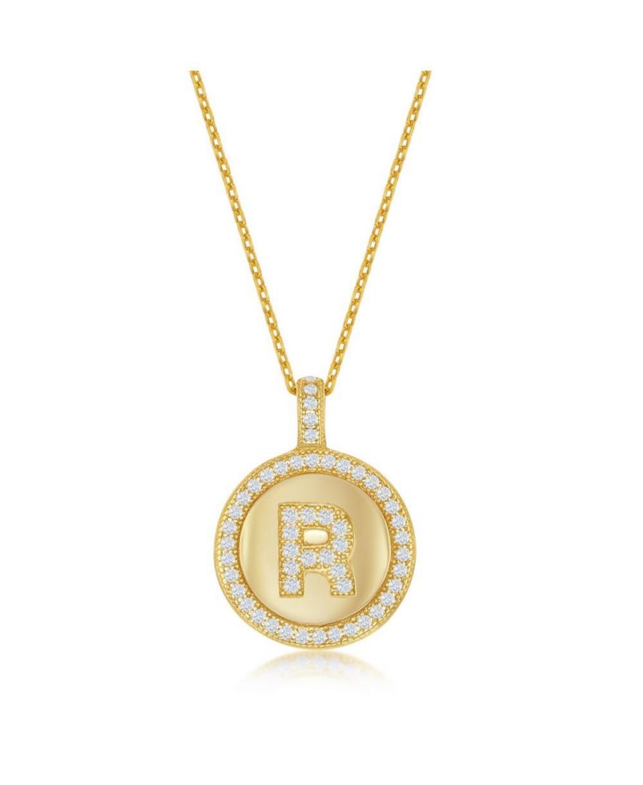 

Колье из стерлингового серебра с золотым покрытием и микропаве из циркония в форме круга с инициалами Simona, Gold r