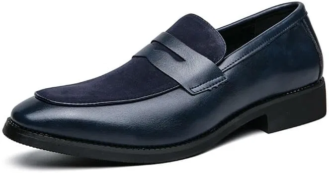 Лоферы кожаные замшевые мужские Loafers Blue PUGHGAETZF