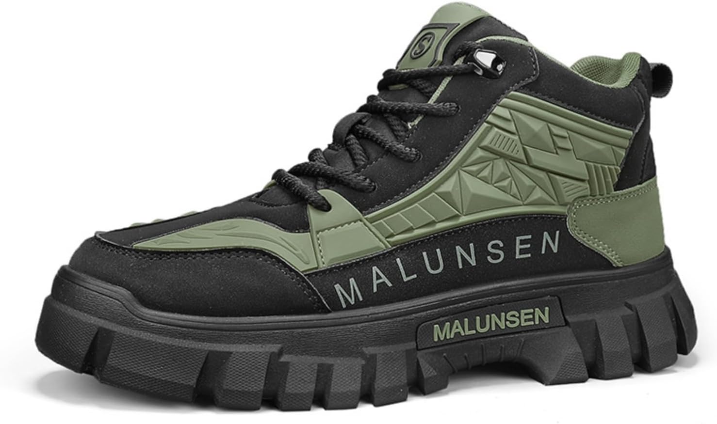 

Мужские высокие спортивные кроссовки, оливково-зеленые и черные камуфляжные боевые ботинки с уникальным крыловидным дизайном, прочной толстой подошвой, подходят для активного отдыха и городской одежды Aokisx