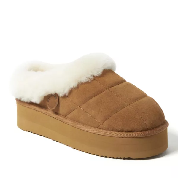 Уютные замшевые клоги на платформе Fireside by Bendigo для женщин Dearfoams, цвет chestnut