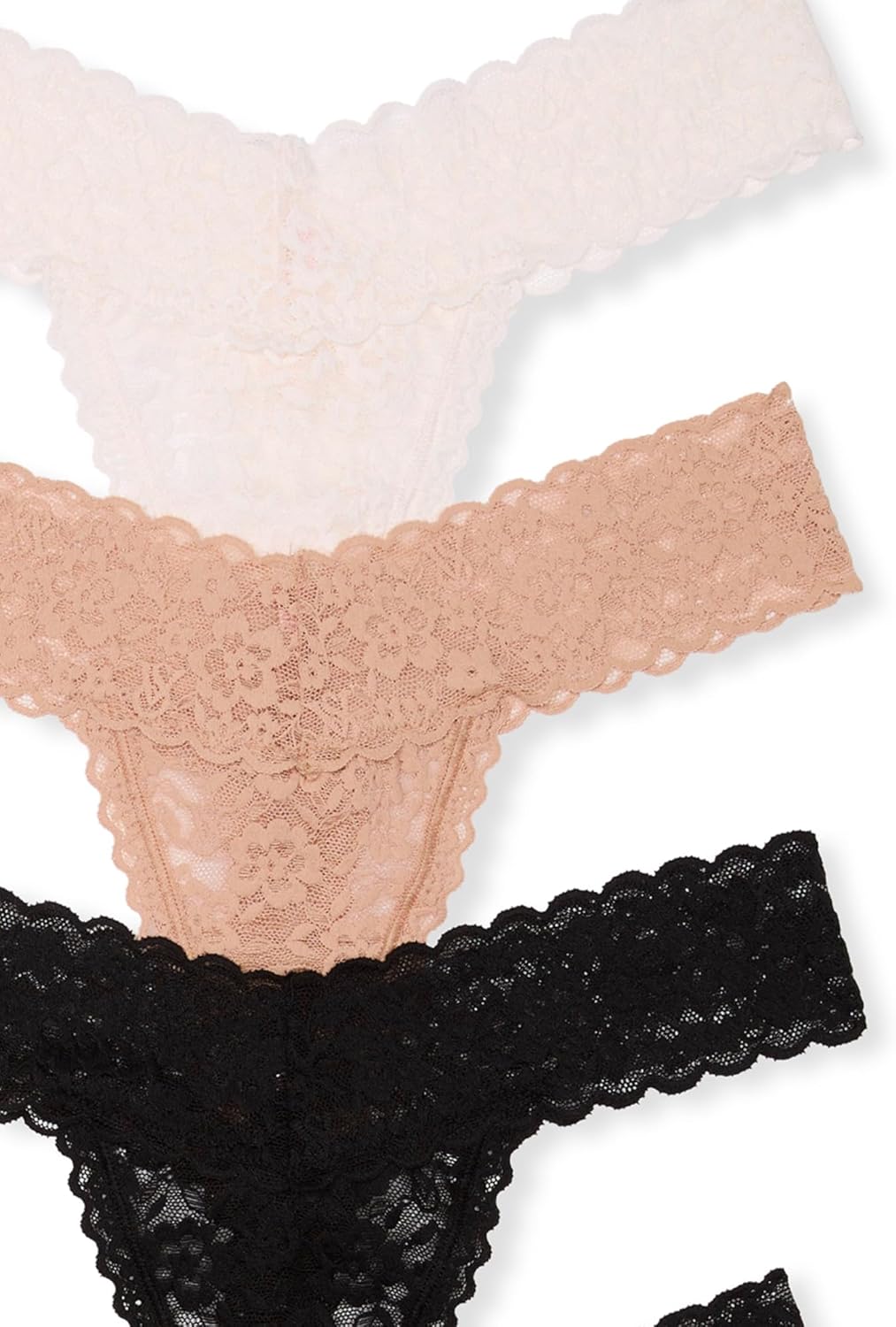 Комплект трусов Victoria's Secret Women's Lace Thong Underwear, 4 предмета, белый/бежевый/черный — фото 4
