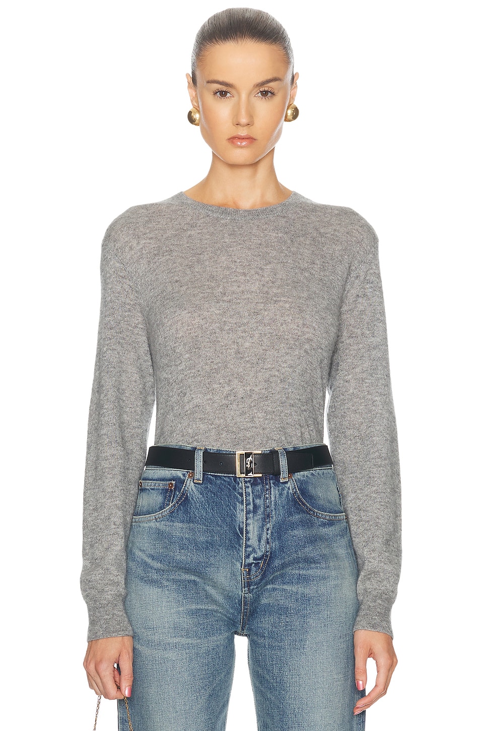

Свитер с круглым вырезом Saint Laurent, цвет Gris Chine Clair