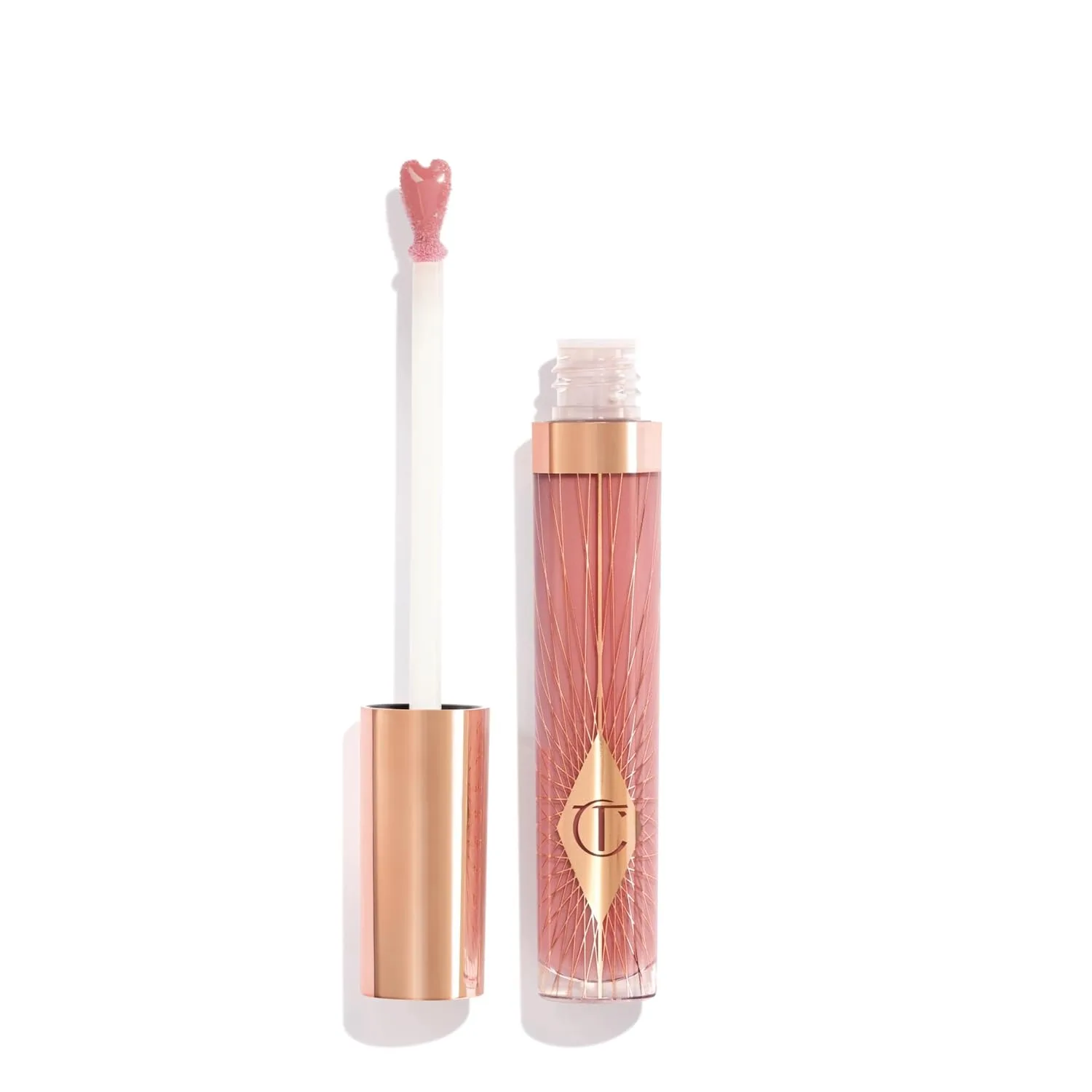 Charlotte Tilbury Collagen Lip Bath - Блеск для губ, придающий им объем и сияние - Формула с ухаживающими компонентами для увлажнения и питания губ, Pillow Talk Fair - cool nude pink
