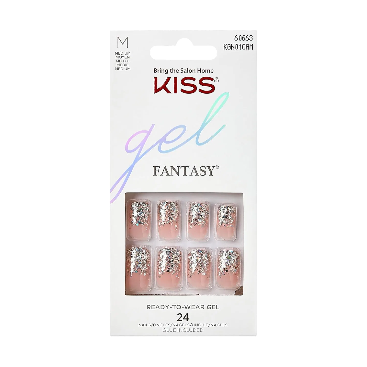 Накладные ногти Kiss Gel Fantasy Nails Fanciful, 24 шт. Kiss, Nude Glitter