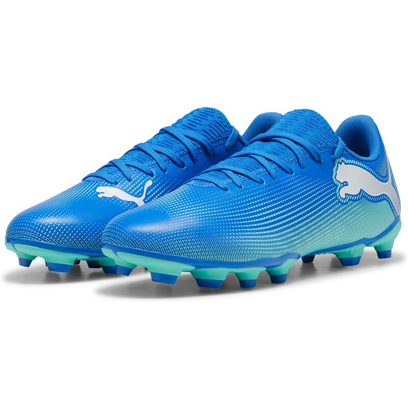 Футбольные бутсы для газона Future 7 Play FG/AG Puma, цвет hyperlink blue-mint-puma white — фото 3