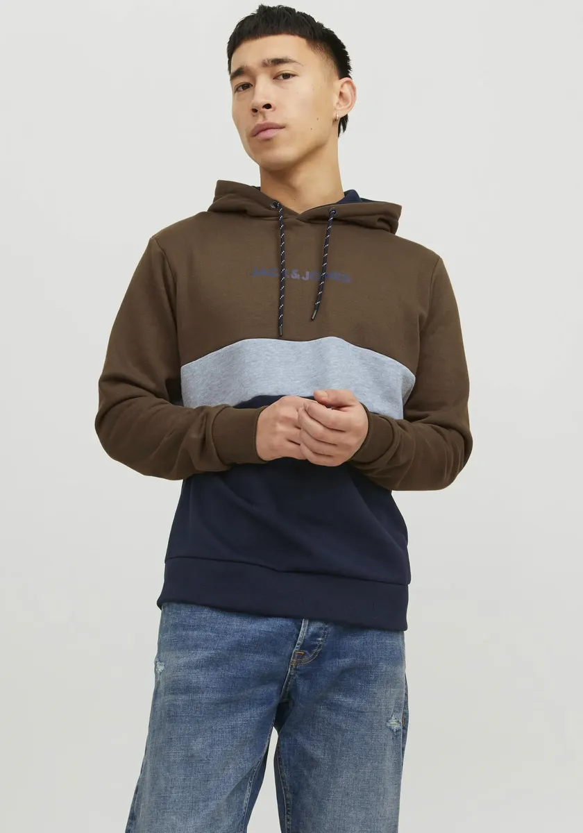 

Толстовка с капюшоном Jack & Jones "JJEREID BLOCKING SWEAT HOOD NOOS", цвет Otter