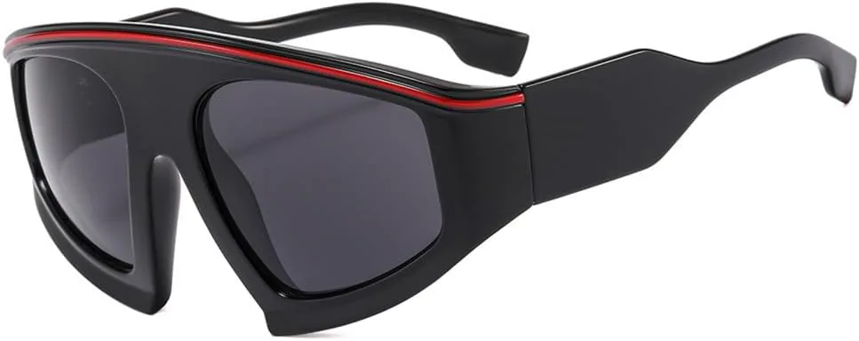 

Солнцезащитные очки «кошачий глаз» в стиле панк для женщин, большие спортивные солнцезащитные очки для мужчин, защита от ультрафиолета UV400 HDUBFY, Black