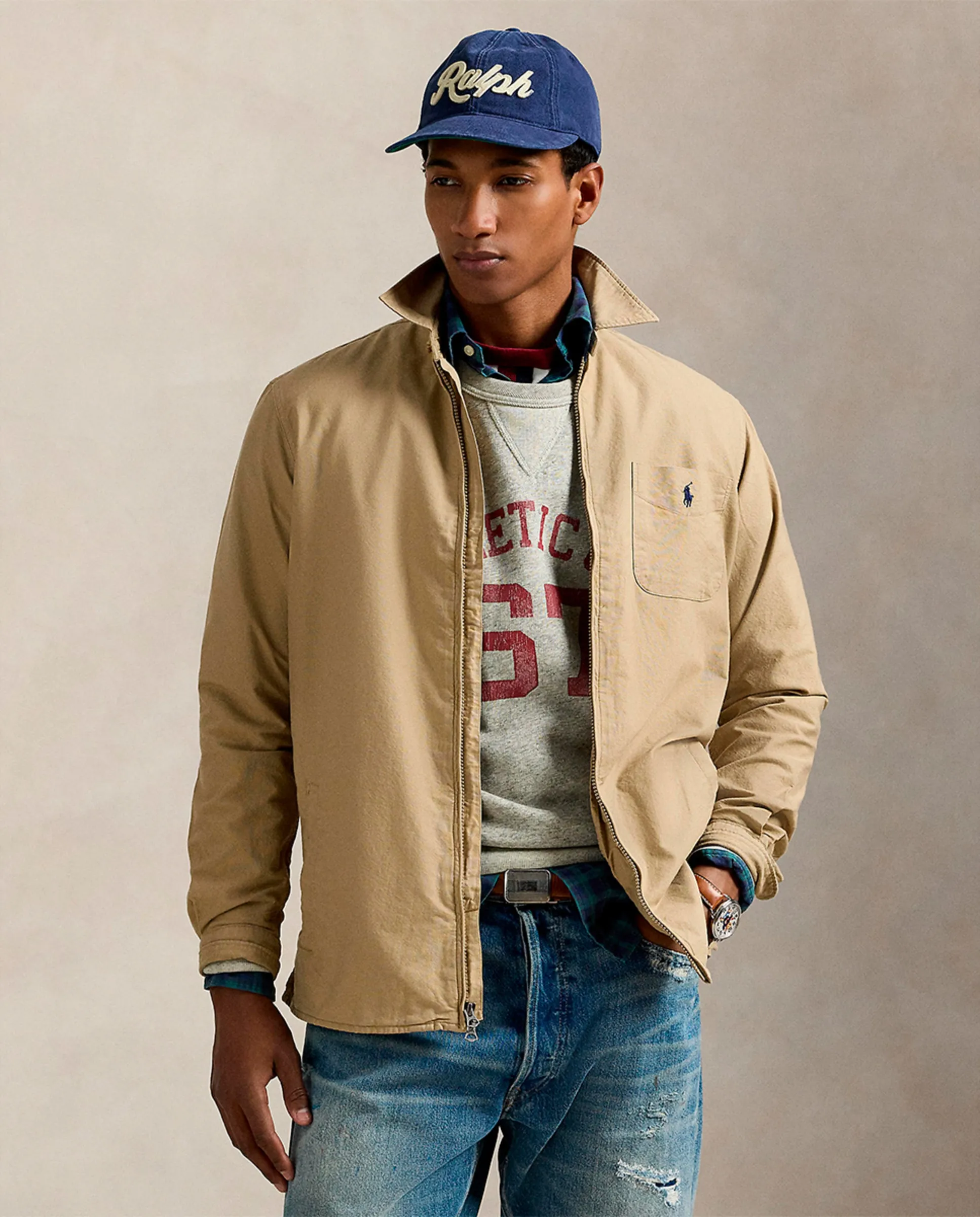 

Оксфордская мужская рубашка, окрашенная в готовом виде Polo Ralph Lauren, бежевый