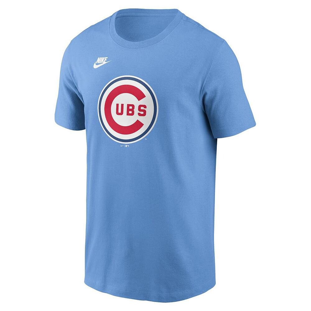 Мужская голубая футболка с логотипом команды Nike Chicago Cubs Cooperstown Collection, цвет Cub Light — фото 3