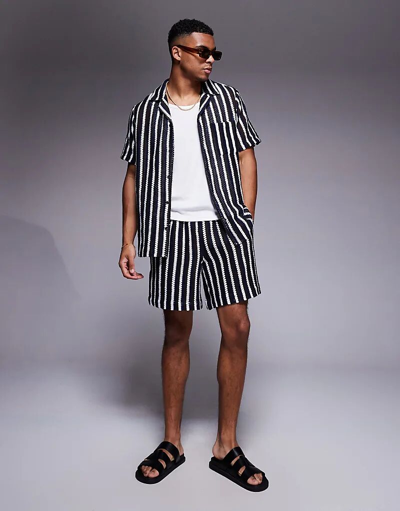 

Трикотажные пляжные шорты South Beach в черно-белую полоску