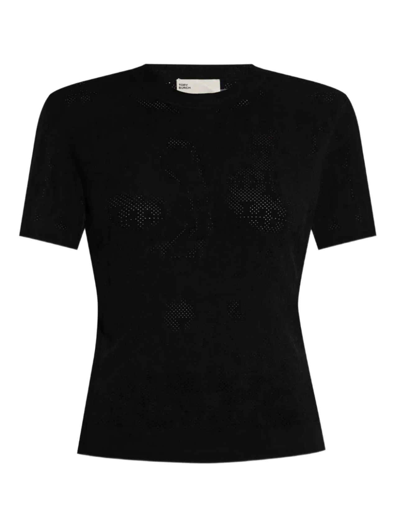 

Футболка Tory Burch perforated-knit top, черный