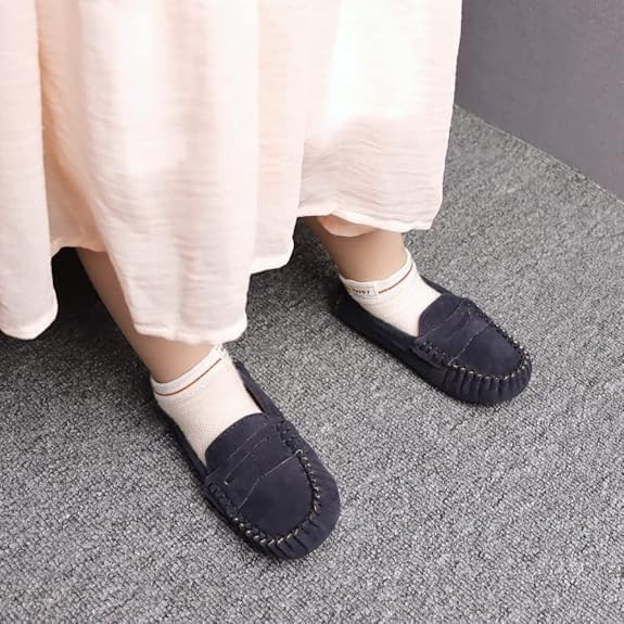Детские мокасины Battle Men Penny Loafers с квадратным носком, прострочкой, из искусственной замши, синий — фото 4