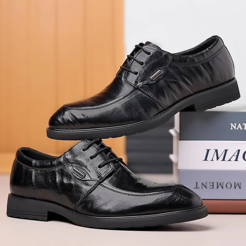 Оксфорды мужские из натуральной кожи, Black SDKOLPBNMZX — фото 2