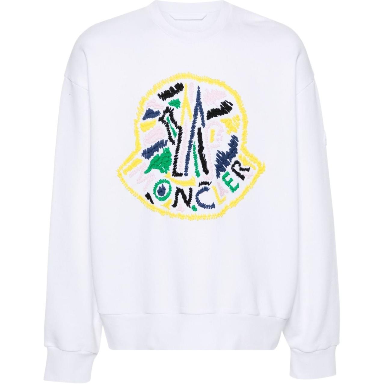 

Свитшот из хлопка с вышитым логотипом Moncler, белый