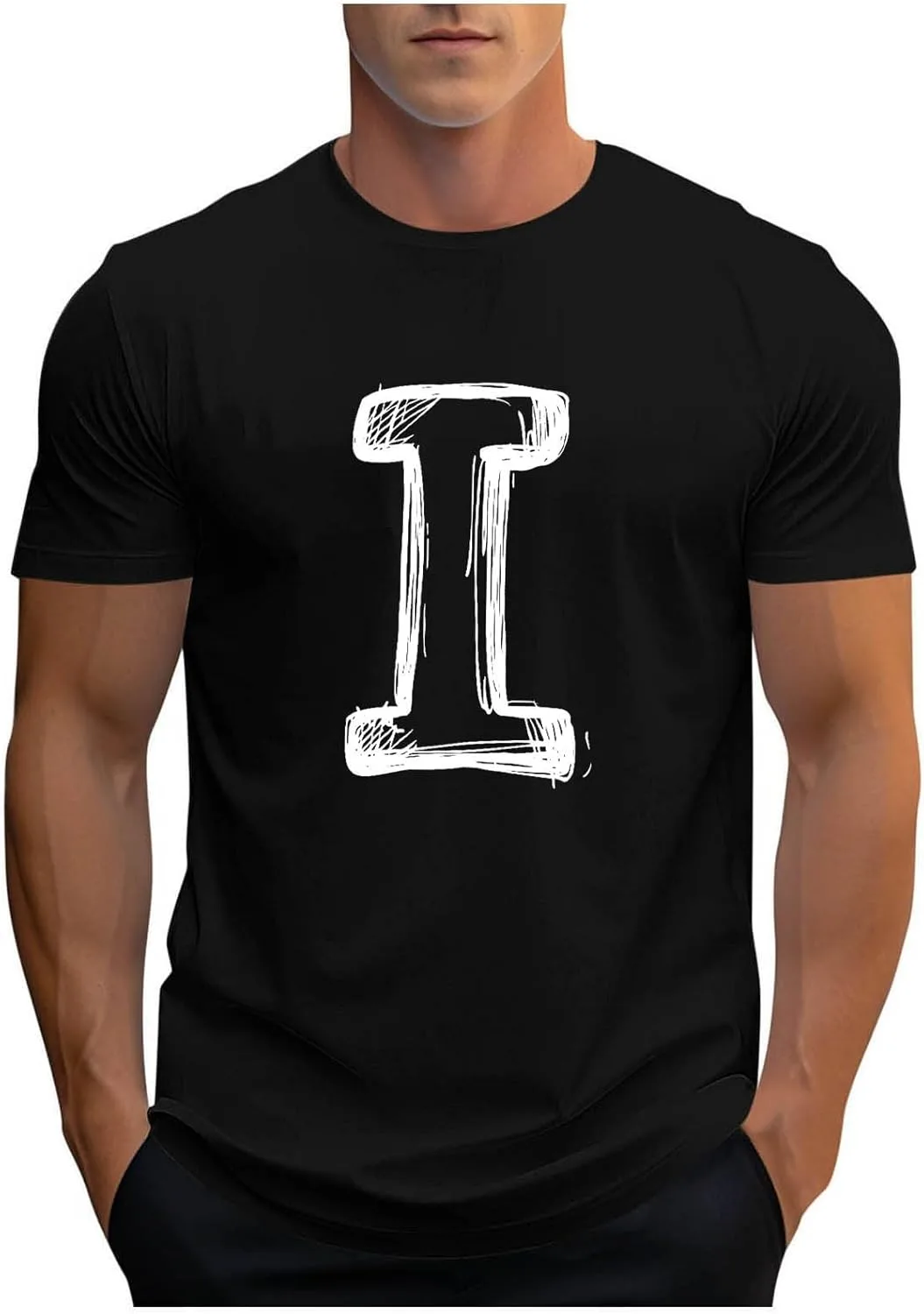 

Футболка с буквой I для мужчин, короткий рукав, хлопок