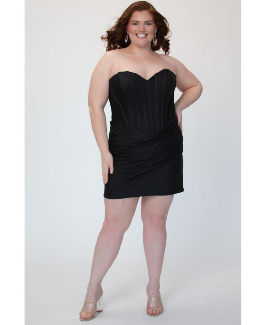 

Женское черное мини-платье-корсаж большого размера без бретелей Sydney's Closet, Black