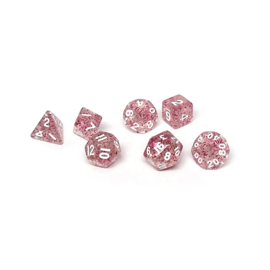 

Розовый блеск с белым (7), Dice - Mini 7 Piece Poly Sets (Easy Roller Dice)