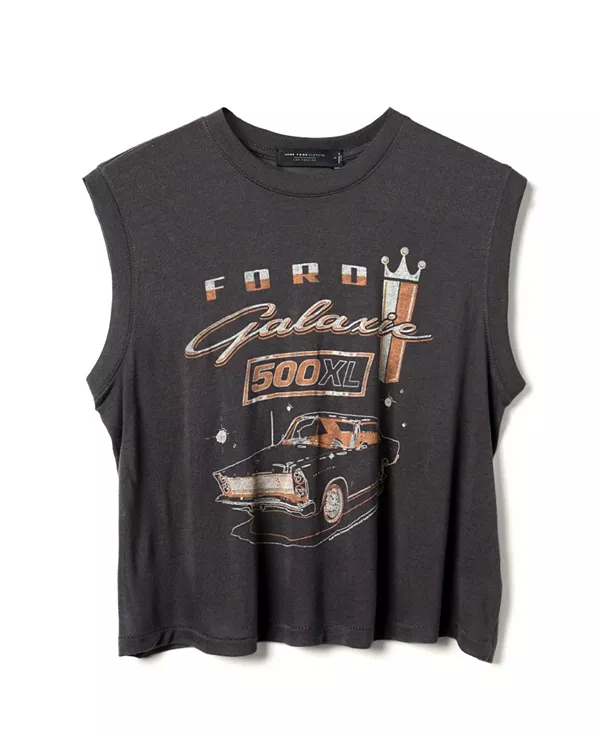 

Женская винтажная майка Ford Galaxie 500 XL Junk Food Clothing, серый