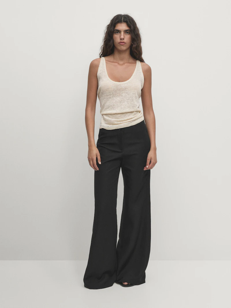 

Топ из 100% льна, меланжа Massimo Dutti, бежевый